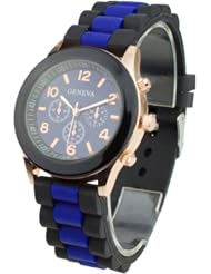 Womens Silicone Band Jelly Gel Quartz Wrist Watch Dark Blue