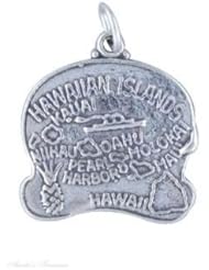 Sterling Silver HAWAII State Map Outline Word Charm