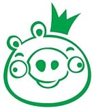 Angry Birds – King Pig – Video Game Decal / Sticker – Size: 4.3 x 3.6 inches – Color: Green