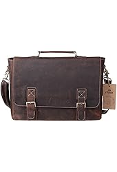 S-ZONE Men's Crazy-Horse Leather Business Briefcase shoulder laptop Bag