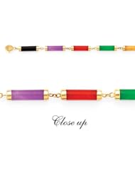 Multi colored jade and 14k gold bracelet