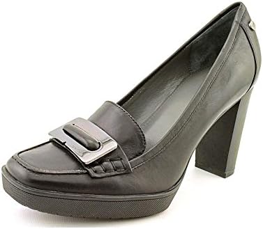 Calvin Klein Fancy Womens Size 10 Black Leather Loafers Shoes