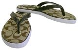 Coach Val Logo Signature Brown Flip Flops