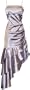 Ruched Ruffle Satin Prom Gown Holiday Party Cocktail Dress Bridesmaid, Small, Silver