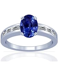 Platinum Oval Cut Blue Sapphire Ring With Sidestones (GIA Certificate)