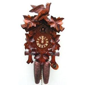Anton Schneider Cuckoo Clock - Traditional Black Forest, Leaf & Bird, Model #8T 90/9