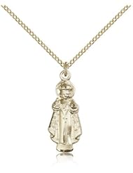 Free Engraving Included Medal-Gold Filled Infant of Prague Pendant 1 x 3/8" 0824GF--w/18" Chain w/Box Unusual & Specialty Children/Schools