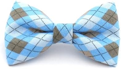 Boys Blue Argyle Clip On Bow Tie