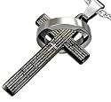 Stainless Steel Cross/Crucifix Pendant with Black Anodising and The Lords Prayer in Spanish - Including Gift Pouch (Chain NOT included)