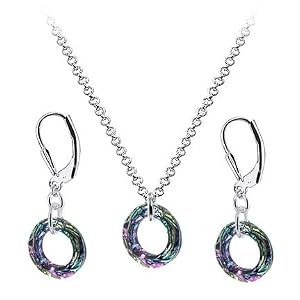 Vitrial Crystal Earring Pendant 16" Chain Necklace Set