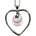 Milwaukee Brewers Heart Shaped Pendant Necklace with Baseball Charm