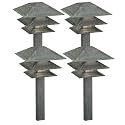 Intermatic LT087-4 Malibu 4 Pack Low Voltage 11-Watt Metal Tier Garden Lights, Patina Verde with Frosted Glass Globe