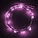 KW-Light Micro LED 20 Pink Color Lights Battery Operated on 7ft Long Silver Color Ultra Thin String Wire