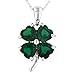 10k White Gold Created Emerald 4 Leaf Clover title=