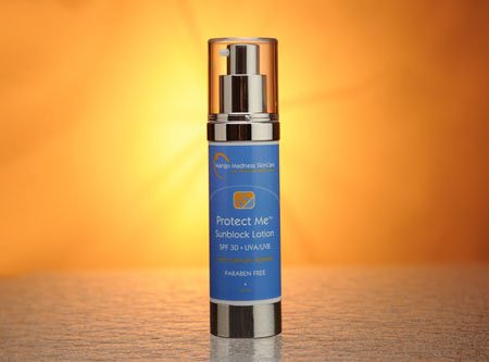 Sunlight causes 80% of skin aging. Protect your skin with broad spectrum UVA/UVB sunblock with titanium dioxide. SPF 30. Paraben Free. Picture