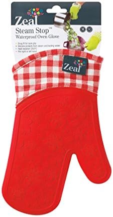 Zeal Steam Stop Waterproof Oven Gloves - Gingham Pattern (Red)