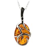 High Quality Honey Amber and Sterling Silver Large Pendant, 18