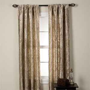 Set of 2 Paisley Jaquard Heavyweight Window Panels, 120 in set, Latte