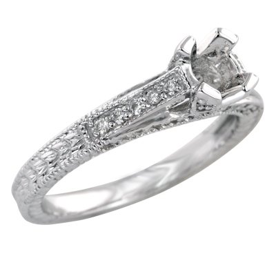 0.30 CT ROUND DIAMOND ANTIQUE STYLE ENGAGEMENT RING SETTING MADE IN 18K WHITE GOLD