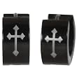 7mm Black Stainless Steel Cross Huggie Hoop Earrings