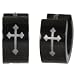 7mm Black Stainless Steel Cross Huggie Hoop Earrings