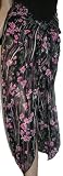 Ladies Long Black, Pink & Gray Floral Swimsuit Sarong Pareo Cover up OS