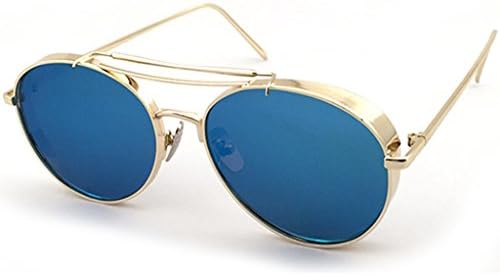 ERUPT Modern Fashion Full Metal Crossbar Technologic Flat Lens Aviator Sunglasses - UV400
