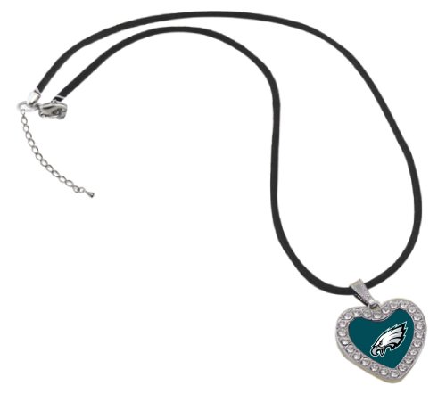 NFL Philadelphia Eagles Reversible Crystal Heart Pendant with Silk Cord
