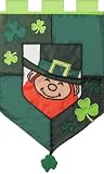 Leprechaun Banner- St Patricks Day - Applique Style Garden Size 12 Inch X 18 Inch Decorative Flag