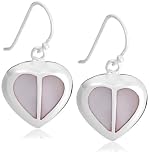 Image of Silver Pink Mother of Pearl Heart Drop Earrings