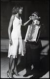 10 Cane Ad (Girl & Man w/ Accordian, Original) Black Wood-Mounted Art Poster Print - 27 X 40