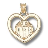 Edmonton Oilers NHL Round Logo Heart Pendant (10kt)
