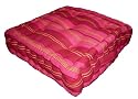 Milan Pink Stripes Floor Cushion - 100% Cotton - 40 x 40 x 10 cm Square - Indoor - Garden - Dining chair booster Seat Cushion Pad