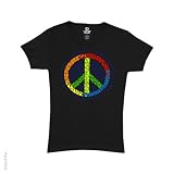Americana Peace Palette Black Ladies Fitted T-Shirt