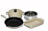 Le Creuset Cast Iron, Steamer and Stoneware Gift Set, 4 Piece, Almond  from LE CREUSET UK LTD