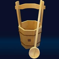 エコイベント打ち水大作戦で大好評! 天然木曽ひのき製 【八角手付き木桶&柄杓 】 池田木材