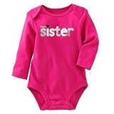 Carter's Girls Little Sister Pink Long Sleeve Bodysuit (12 months)