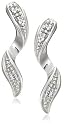 9ct White Gold Diamond Set Twist Drop Stud Earrings