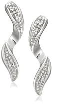 9ct White Gold Diamond Set Twist Drop Stud Earrings