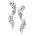 Boucles d'oreille - PE3449 - Pendientes de mujer de oro blanco (9k) con 6 diamantes, 1 cm