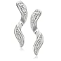 9ct White Gold Diamond Set Twist Drop Stud Earrings