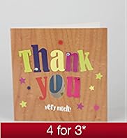 Bright Text Wood Thank You Greeting Card
