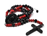 Disco Ball Cross Rosary Necklace MC198BK/RED