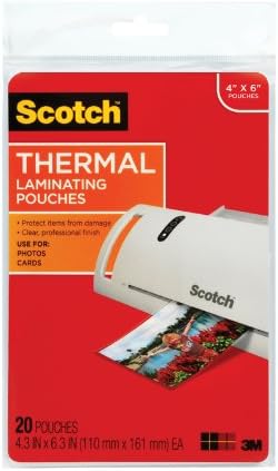 Scotch Laminating Pouches, 5 Mil, 4.33" X 6.33", Gloss Clear, 20/pack