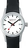 MONDAINE Watches:Ladies Retro Date Watch by Mondaine - Stainless - White Dial - Black Leather