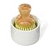 Full Circle Bubble Up Ceramic Soap Dispenser & Dish Brush w Bamboo Handle, Green/White