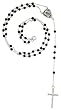 Sterling Silver Rosary Necklace with Black Onyx - 3.4mm Beads - 18,20,24,26 in. Necklace