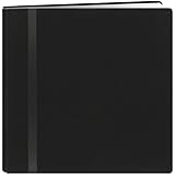 Pioneer 12 Inch by 12 Inch Snapload Fabric Cover with Ribbon Trim Memory Book, Black