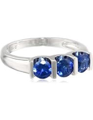10k White Gold Created 3-Stone Ring, Size 7