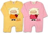 (サニーシープ)Sunny Sheep 【SunnySheep】 サニーシープ ひつじちゃんプリント りんごプリント 綿スムス Tオール ロンパース カバーオール 70cm/80cm 80 ピンク